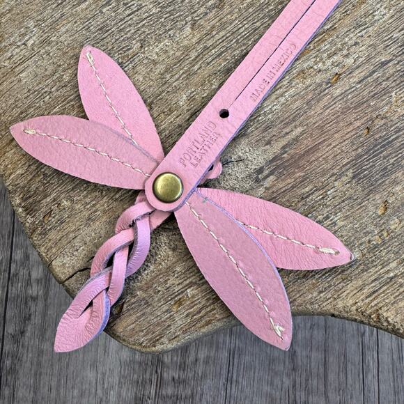 Portland Leather Dragonfly Charm VINTAGE PINK Purse Charm FAST SHIP Bag Charm - Picture 6 of 6